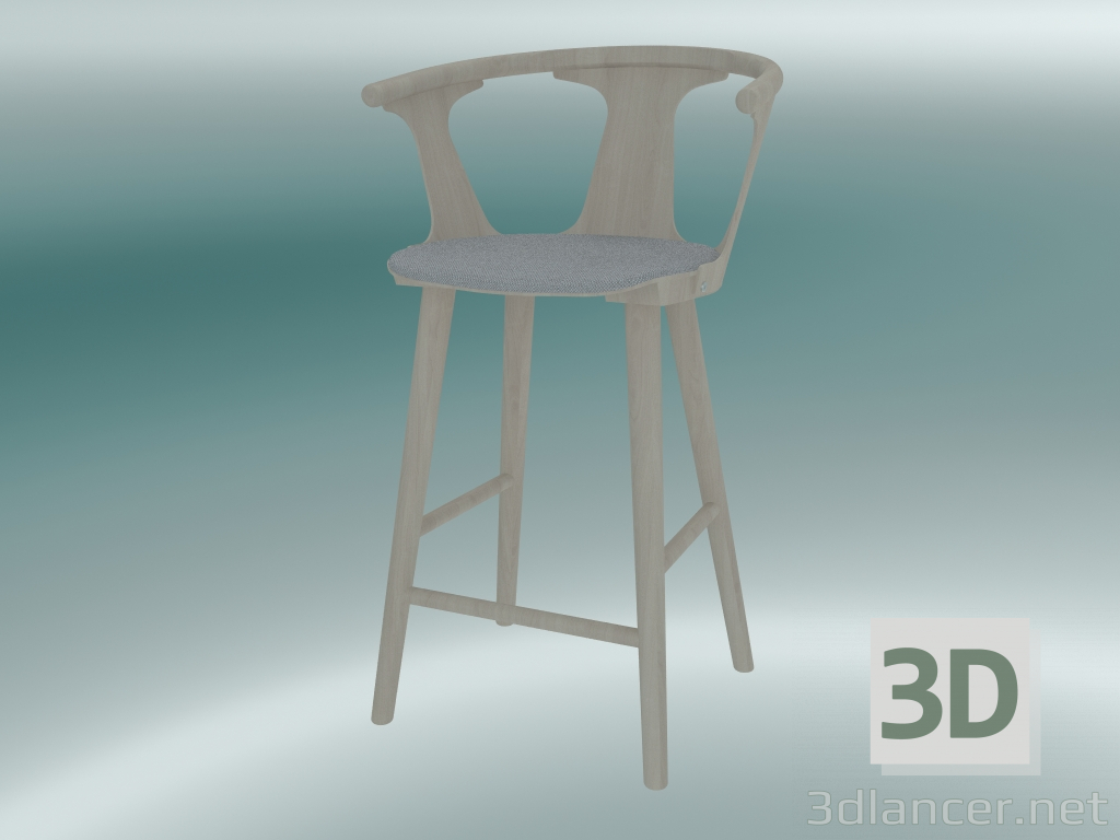 3d model Silla de bar en el medio (SK8, H 92cm, 58x54cm, roble aceitado blanco, Fiord 251) - vista previa