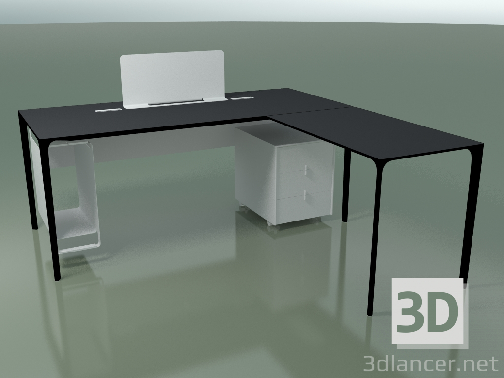 3d model Mesa de oficina 0815 + 0816 derecha (H 74 - 79x180 cm, equipada, laminada Fenix F06, V39) - vista previa