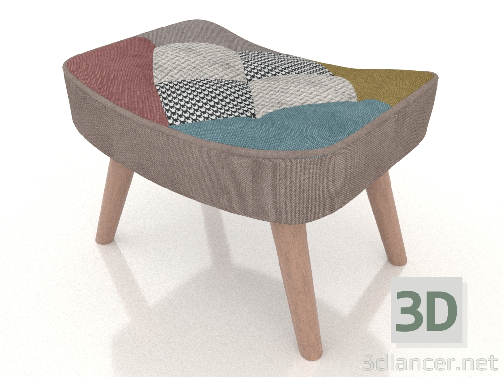 Modelo 3d Otomano Hygge (colcha de retalhos) - preview