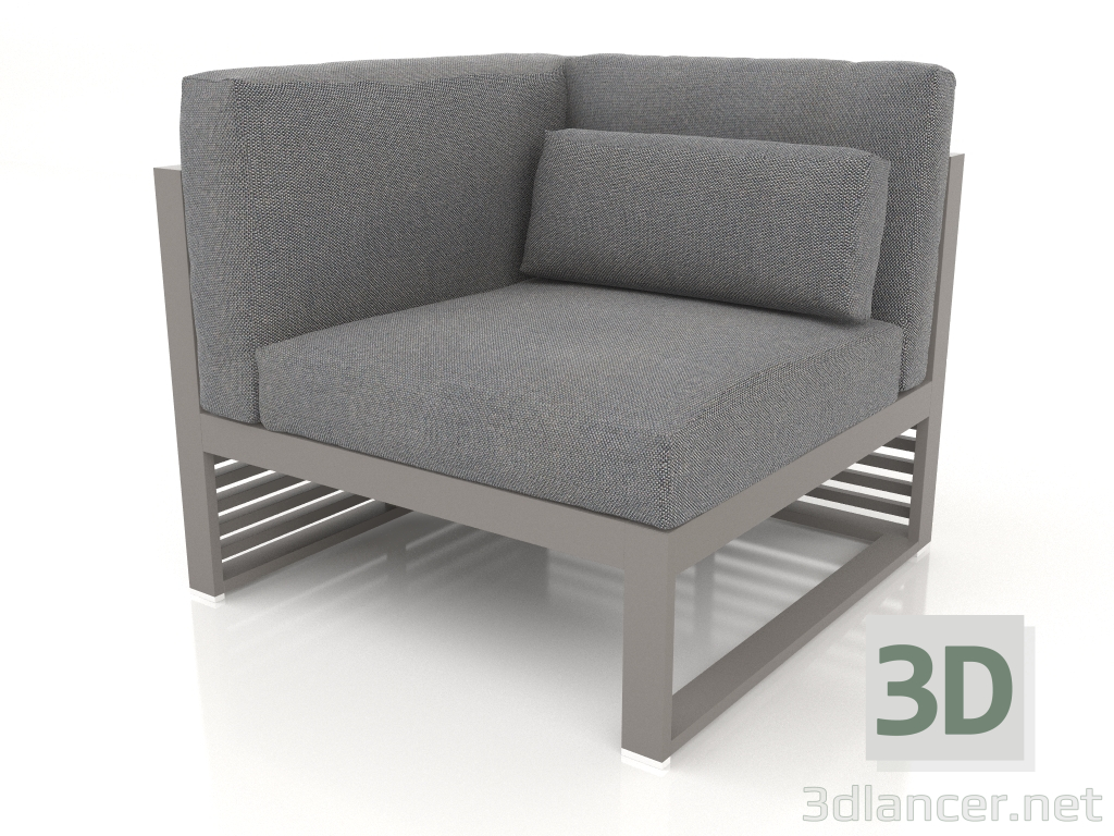 modèle 3D Canapé modulable, section 6 gauche, dossier haut (Gris quartz) - preview