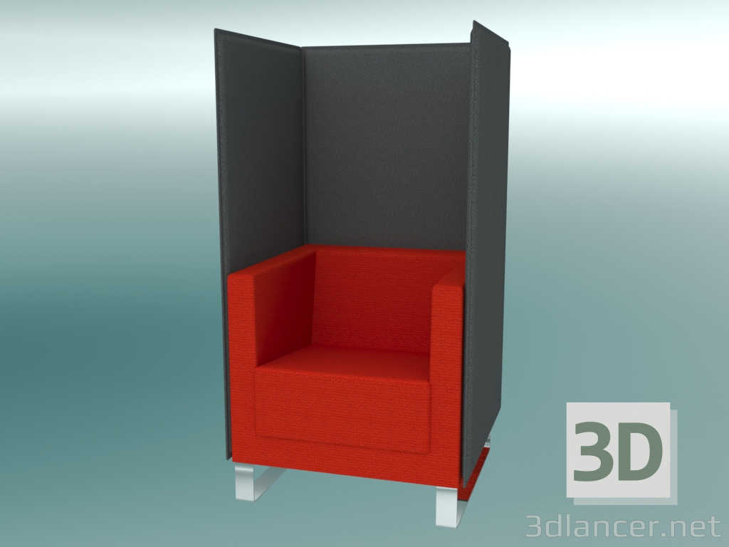 modèle 3D Fauteuil avec cloisons, sur consoles (VL1 VW) - preview