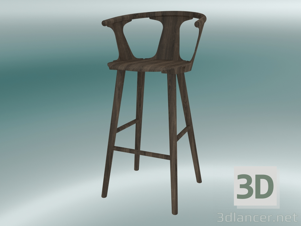 3d model Taburete de bar en el medio (SK9, H 102cm, 58x54cm, roble aceitado ahumado) - vista previa