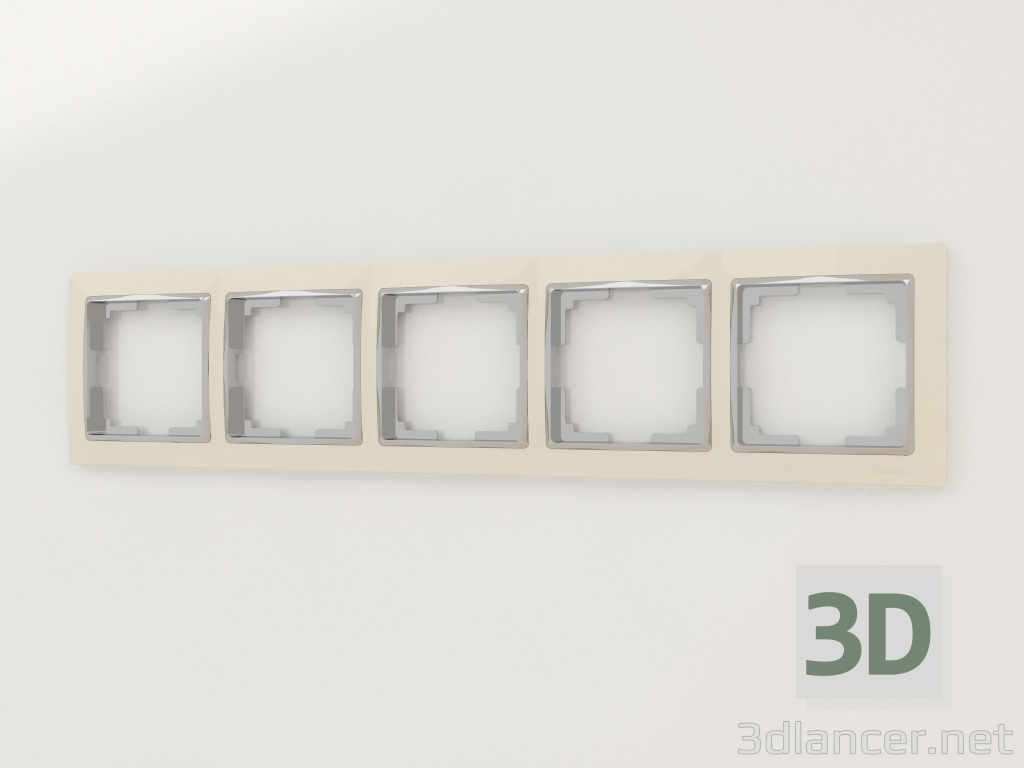 modello 3D Cornice per 5 montanti Snabb (avorio-cromo) - anteprima