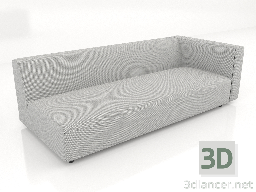 3d model Módulo de sofá para 2 personas (XL) 223x100 con reposabrazos a la derecha - vista previa