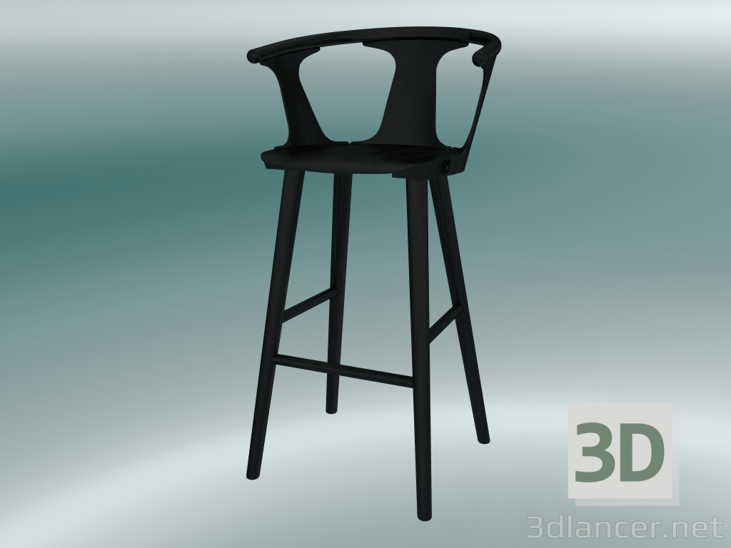 modèle 3D Tabouret de bar In Between (SK9, H 102cm, 58x54cm, Chêne laqué noir) - preview