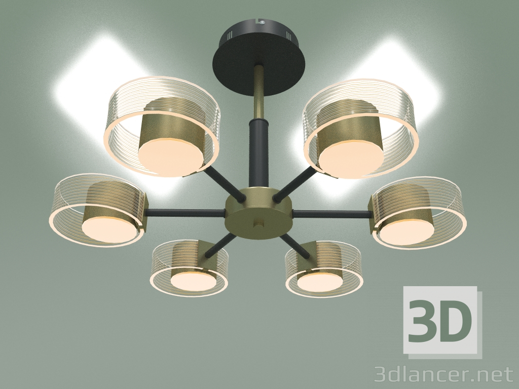 3D Modell Decken-LED-Kronleuchter Jet 90244-6 (schwarz-gold) - Vorschau