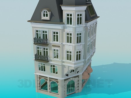 3d model Corner building - preview