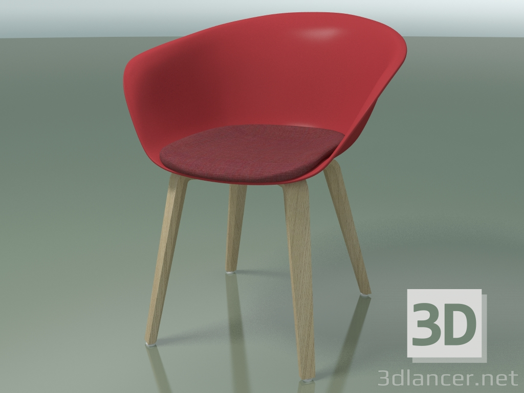 modello 3D Sedia 4223 (4 gambe in legno, con cuscino sul sedile, rovere sbiancato, PP0003) - anteprima