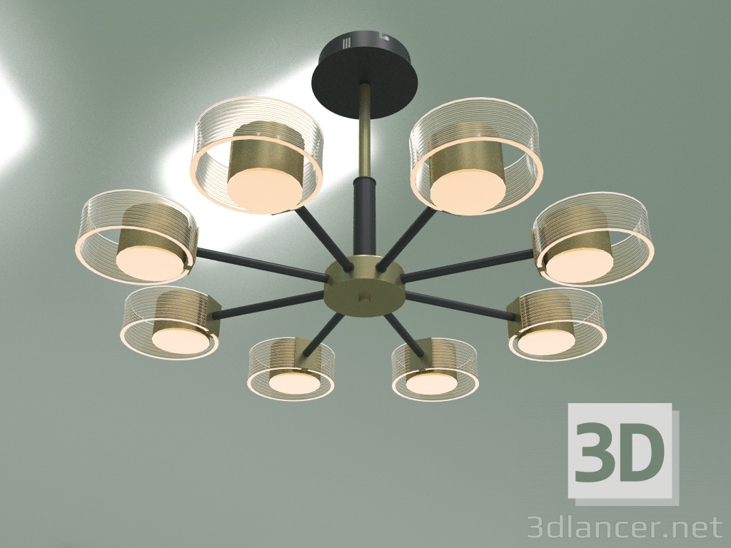 3D Modell Decken-LED-Kronleuchter Jet 90244-8 (schwarz-gold) - Vorschau