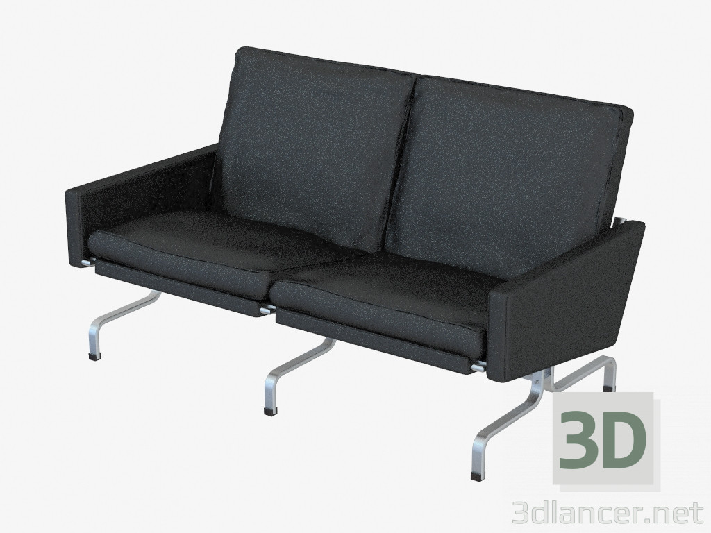 3d model Sofá de cuero doble - vista previa