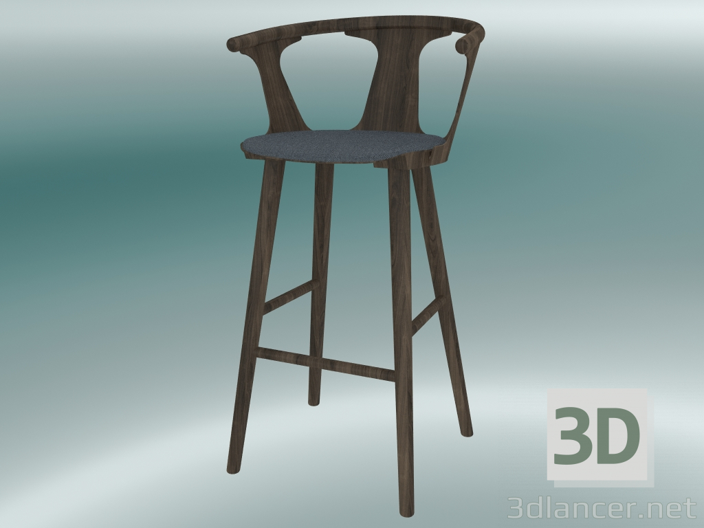 3d model Silla de bar en el medio (SK10, H 102cm, 58x54cm, roble aceitado ahumado, Fiord 171) - vista previa