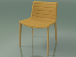 Silla 3118 (4 patas de madera, con tapicería de cuero extraíble, roble natural)