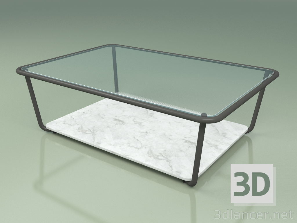 3d модель Стол кофейный 002 (Ribbed Glass, Metal Smoke, Carrara Marble) – превью