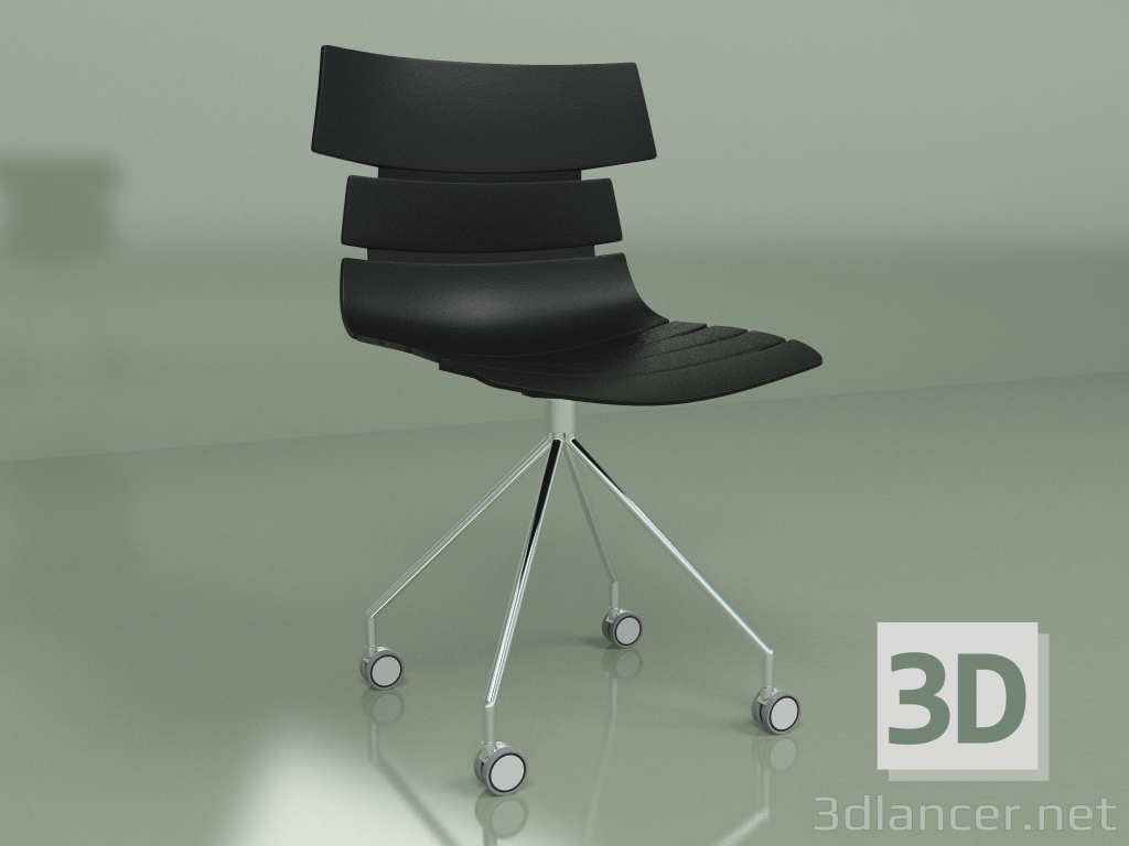 3d model Silla Return con ruedas (negra) - vista previa