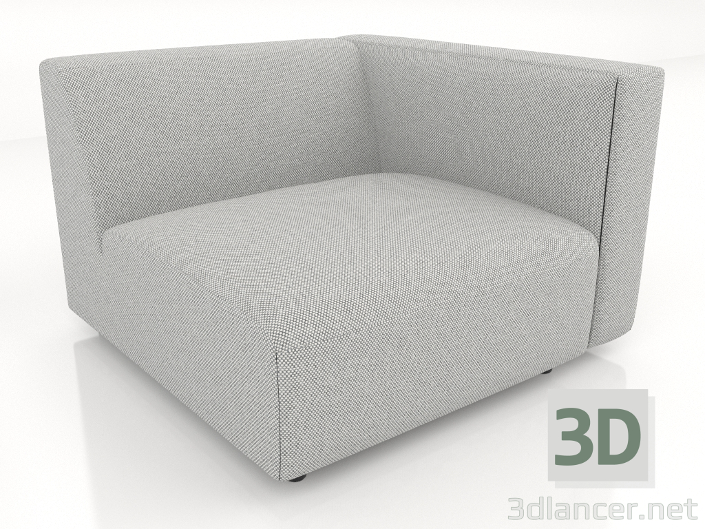 3D modeli Kanepe modülü 1 kişilik (XL) 83x100 sağda kolçaklı - önizleme