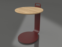 Coffee table Ø36 (Wine red, Iroko wood)