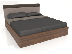 Bed with lifting mechanism, walnut veneer F finish, PU162 eco-leather, fabric 82 (192x213x105 cm)