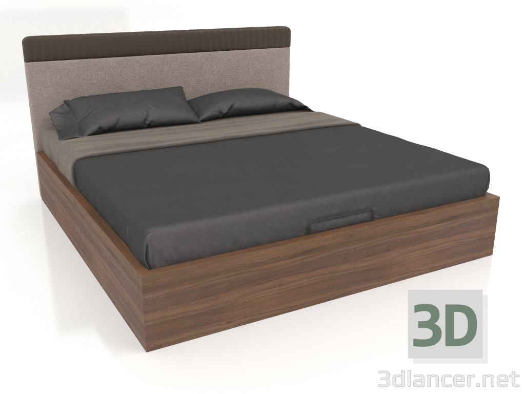 Modelo 3d Cama com mecanismo de elevação, acabamento em folheado de nogueira F, couro ecológico PU162, tecido - preview