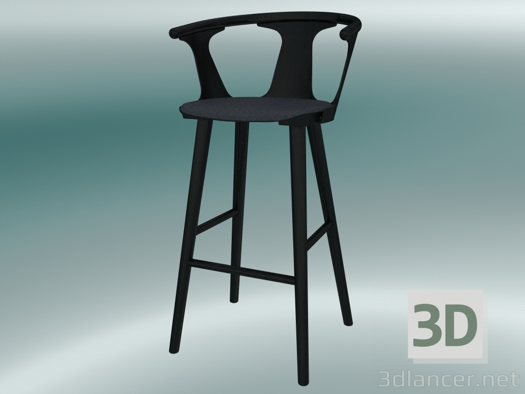 3d model Taburete de bar en el medio (SK10, H 102cm, 58x54cm, roble lacado negro, Fiord 191) - vista previa