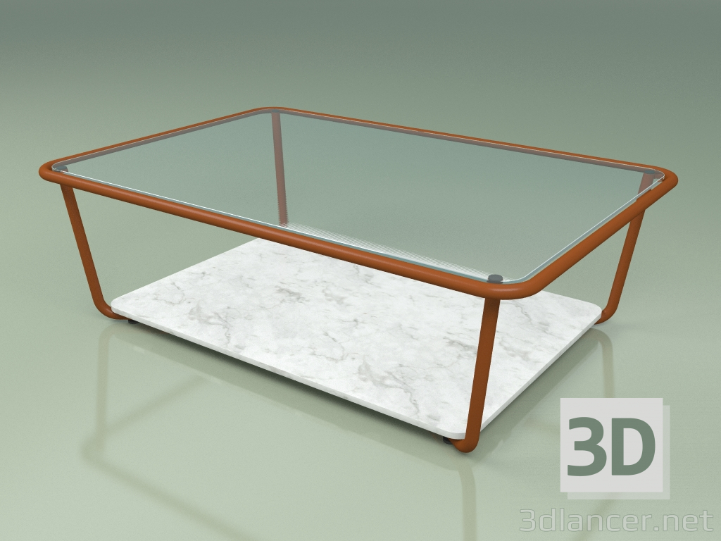 3d model Mesa de centro 002 (vidrio acanalado, óxido de metal, mármol de Carrara) - vista previa