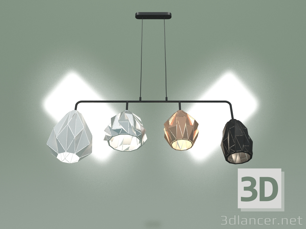 3d model Pendant lamp 50084-4 (black) - preview