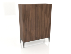 Credenza, finitura impiallacciata noce F, laccata grigio scuro, gambe in metallo (110x45x150,3 cm)