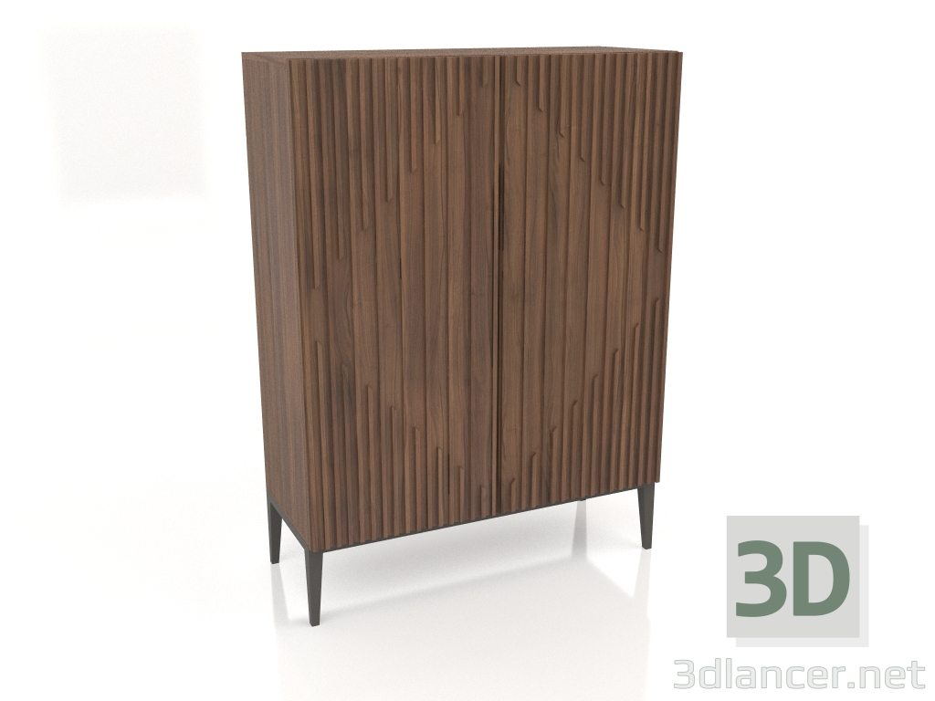 modello 3D Credenza, finitura impiallacciata noce F, laccata grigio scuro, gambe in metallo (110x45x150,3 cm) - anteprima