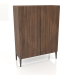 modello 3D Credenza, finitura impiallacciata noce F, laccata grigio scuro, gambe in metallo (110x45x150,3 cm) - anteprima