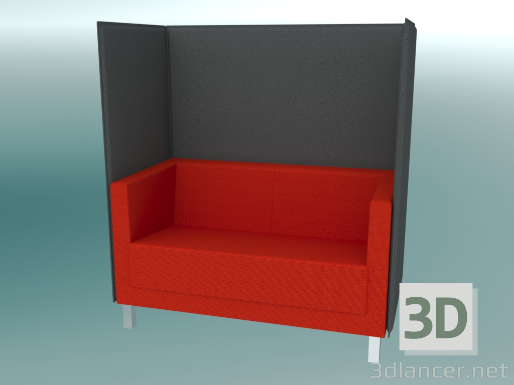 3d model Sofá doble con tabiques, en patas (VL2 HW) - vista previa