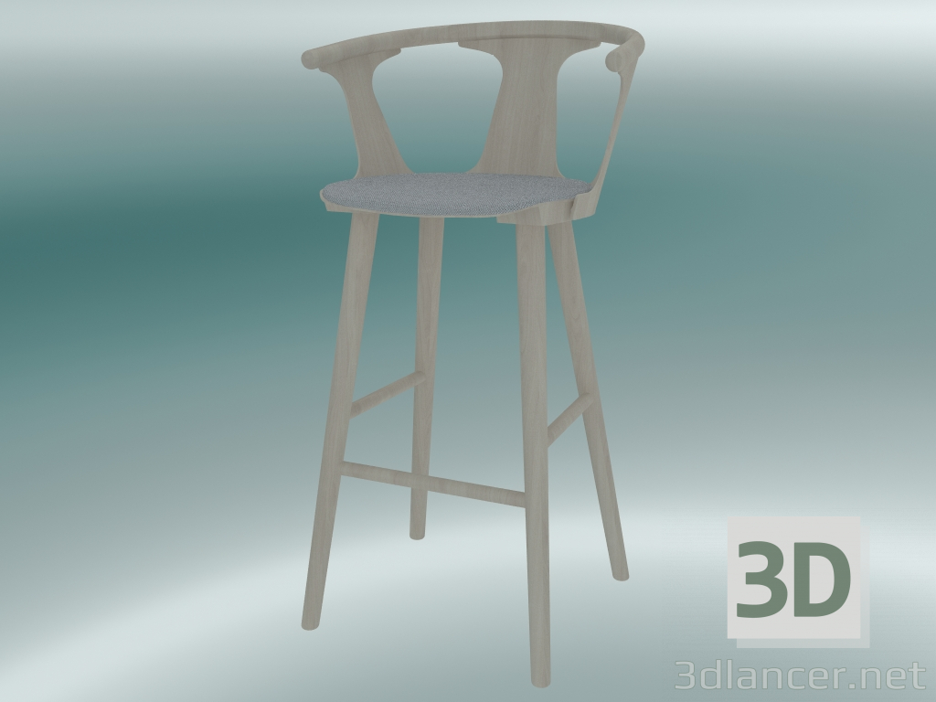 modello 3D Sgabello da bar in mezzo (SK10, H 102cm, 58x54cm, rovere oliato bianco, Fiord 251) - anteprima