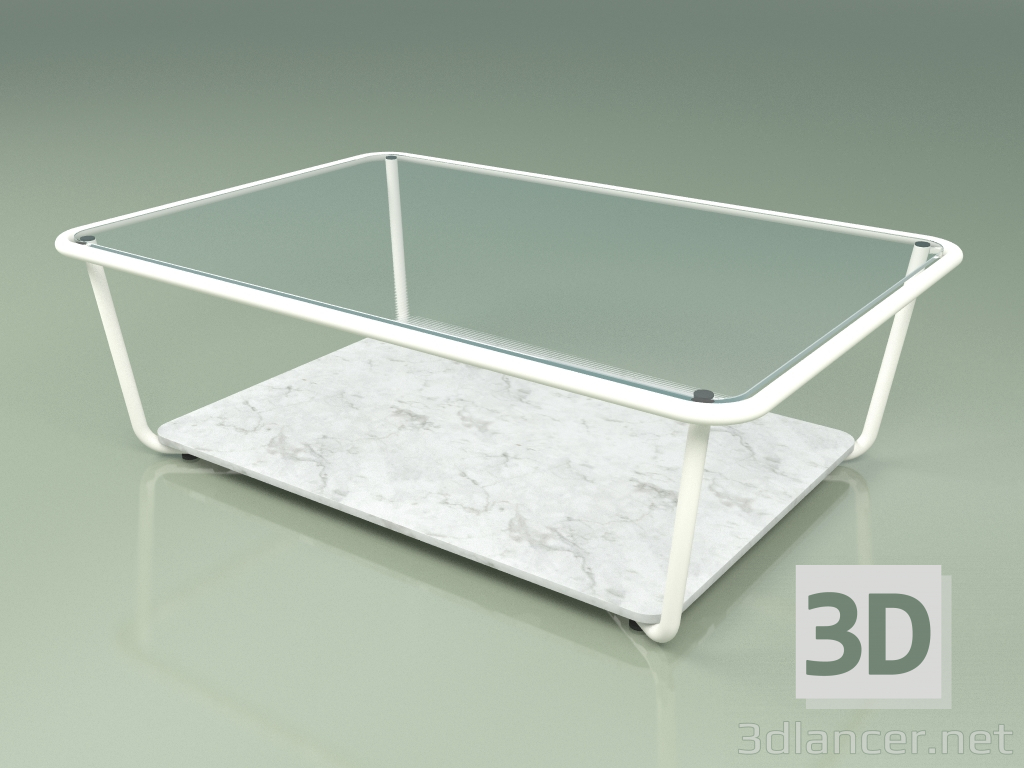 3d модель Стол кофейный 002 (Ribbed Glass, Metal Milk, Carrara Marble) – превью