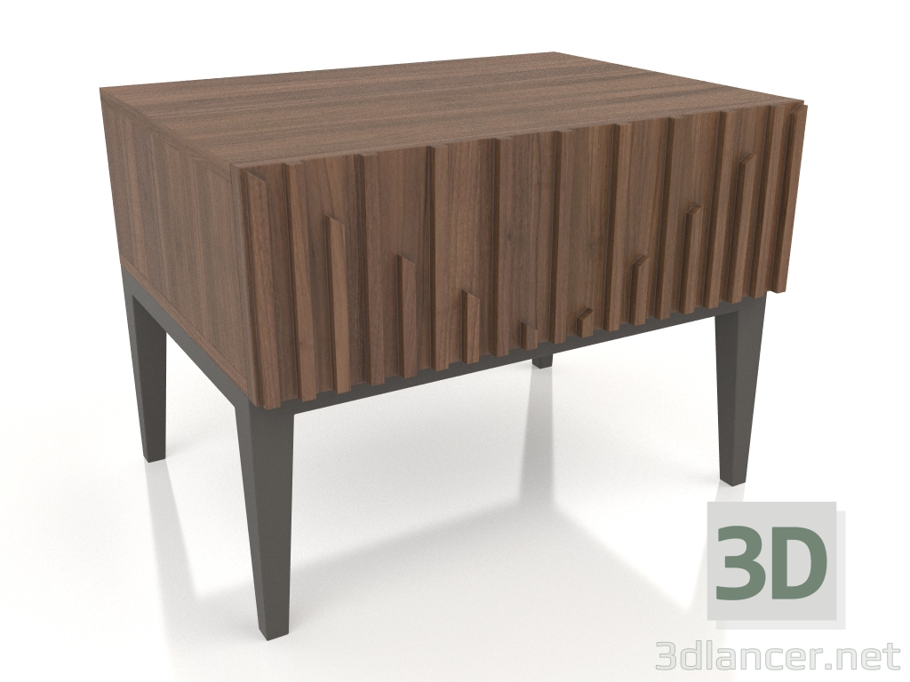 modello 3D Comodino, impiallacciato noce F, laccato opaco grigio scuro (60x45x45 cm) - anteprima
