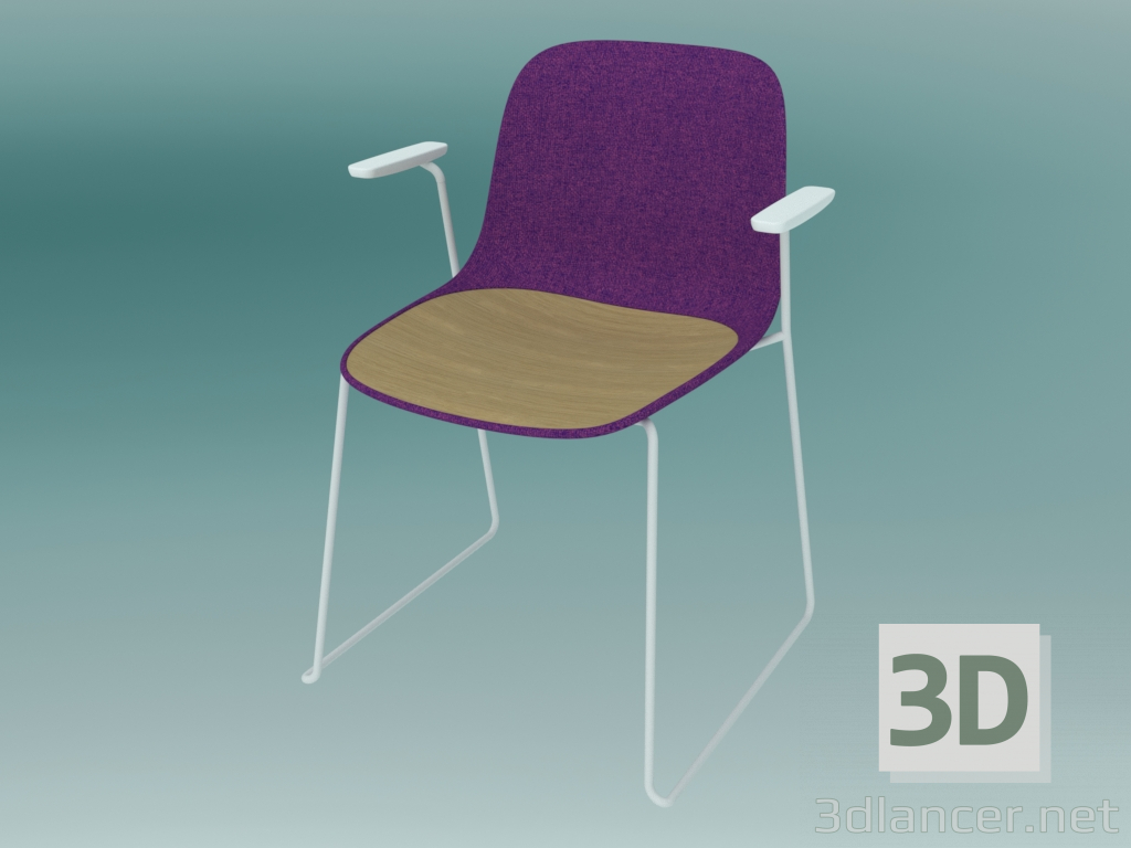 3d model Silla con reposabrazos SEELA (S314 con tapizado y almohadilla de madera) - vista previa