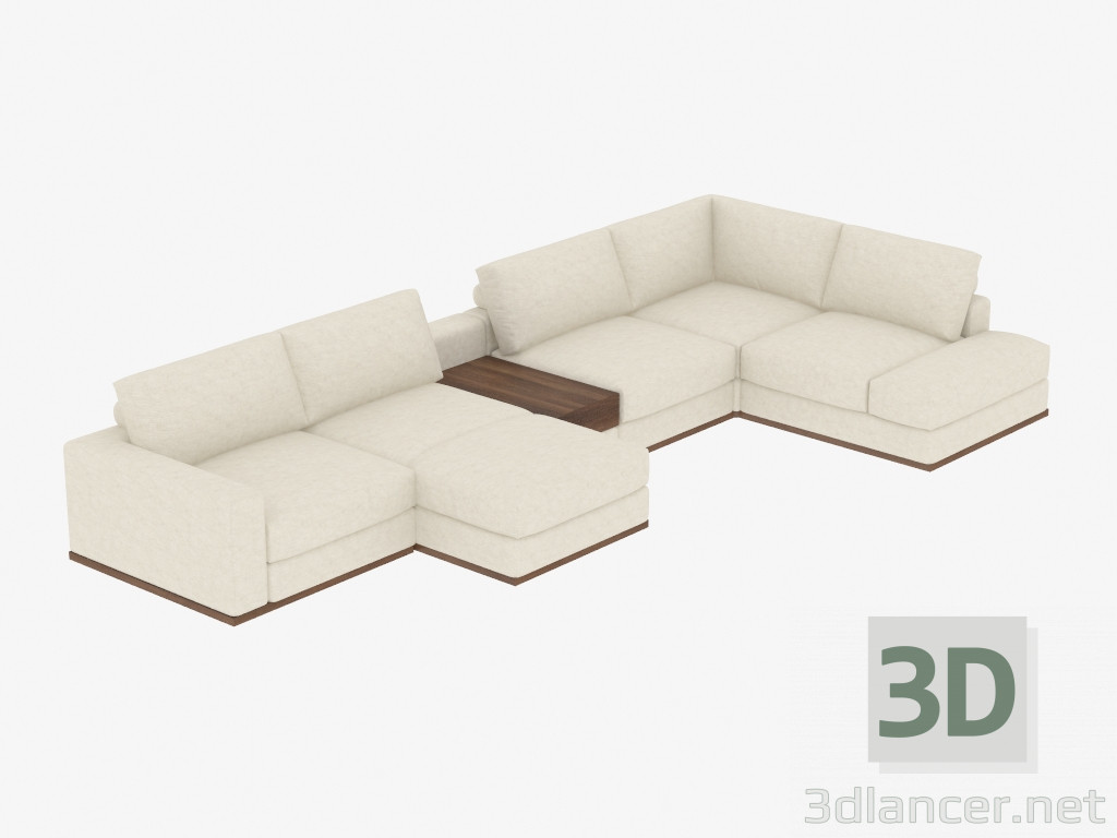 modèle 3D Canapé modulable avec coin couchage - preview