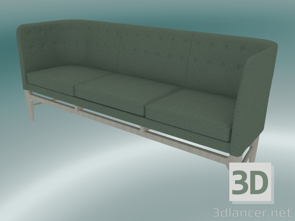 modello 3D Divano triplo Mayor (AJ5, H 82cm, 62x200cm, rovere oliato bianco, Divina - 944) - anteprima