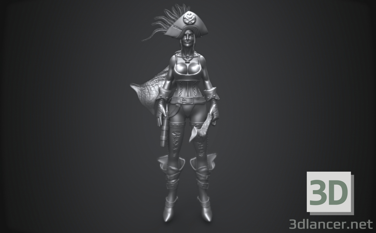 Modelo 3d Garota - Pirata - preview