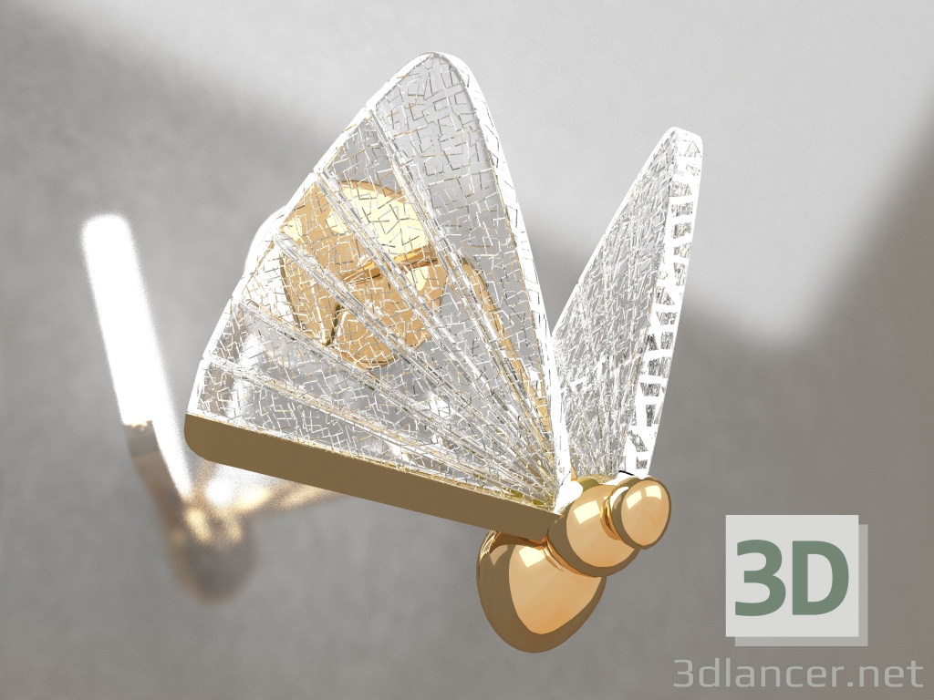 3D Modell Wandleuchte Butterfly gold (08444.33) - Vorschau