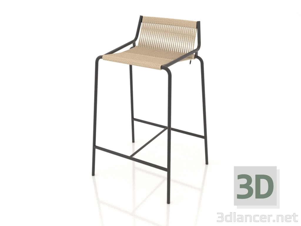 modello 3D Sedia semi-bar Noel H67 (base nera, Nature Flag Halyard) - anteprima