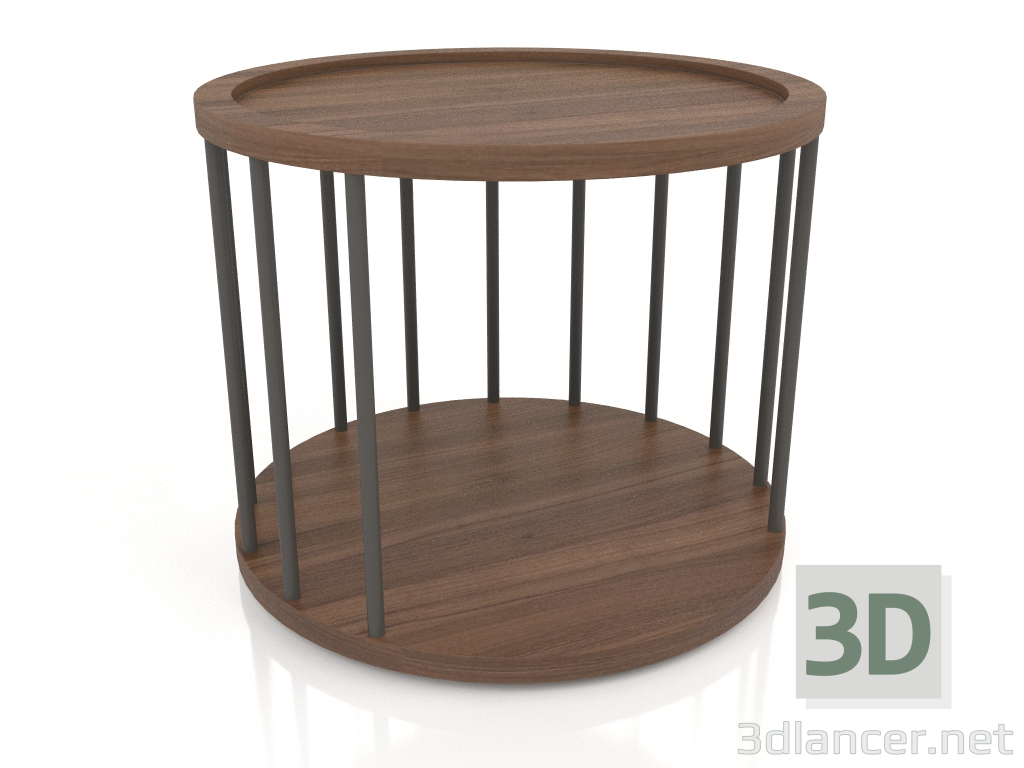 3d модель Прикроватная тумбочка-приставной столик, отделка шпона ореха F, темно-серый матовый лак (H45 D55 см) – превью