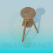 3d model Three-legged wooden stool - preview