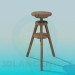 3d model Three-legged wooden stool - preview