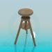 3d model Three-legged wooden stool - preview