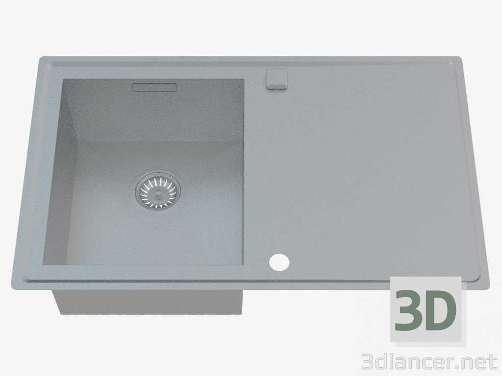 3d model Fregadero, 1 recipiente con un ala para secar - Sinope satinado (ZDS 011P) - vista previa