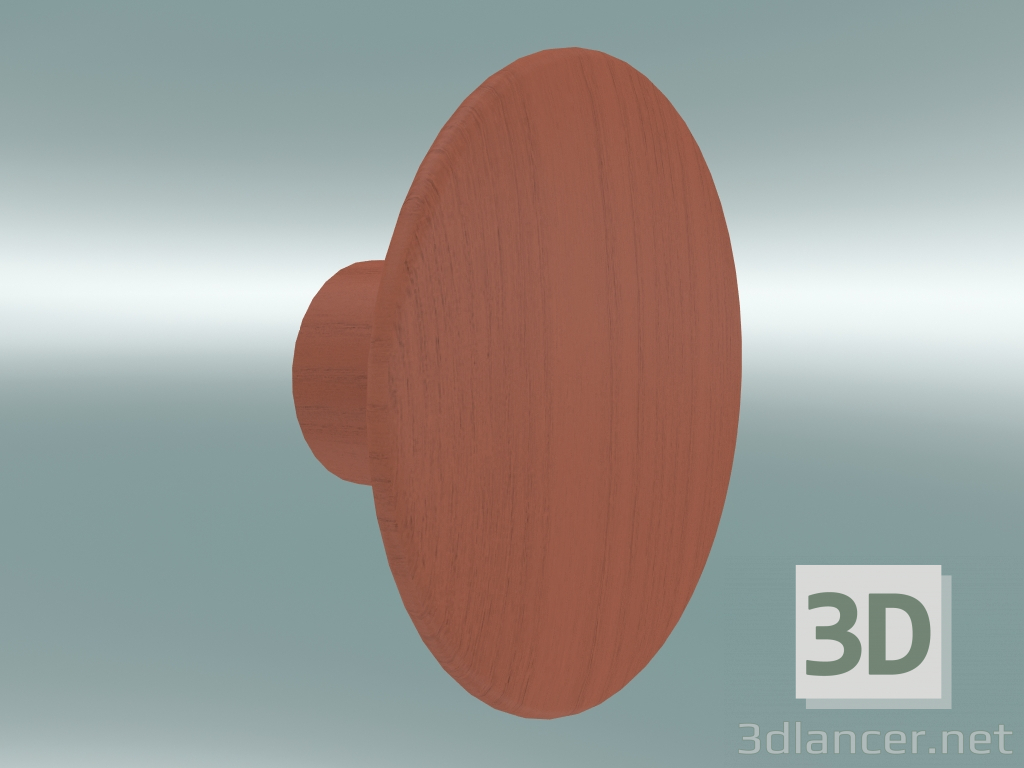 3D Modell Kleiderhaken Dots Wood (Ø9 cm, Mandarine) - Vorschau