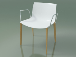 Silla 2084 (4 patas de madera, con reposabrazos, polipropileno PO00401, roble natural)