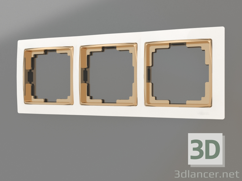 3d model Marco para 3 postes Snabb (blanco-oro) - vista previa