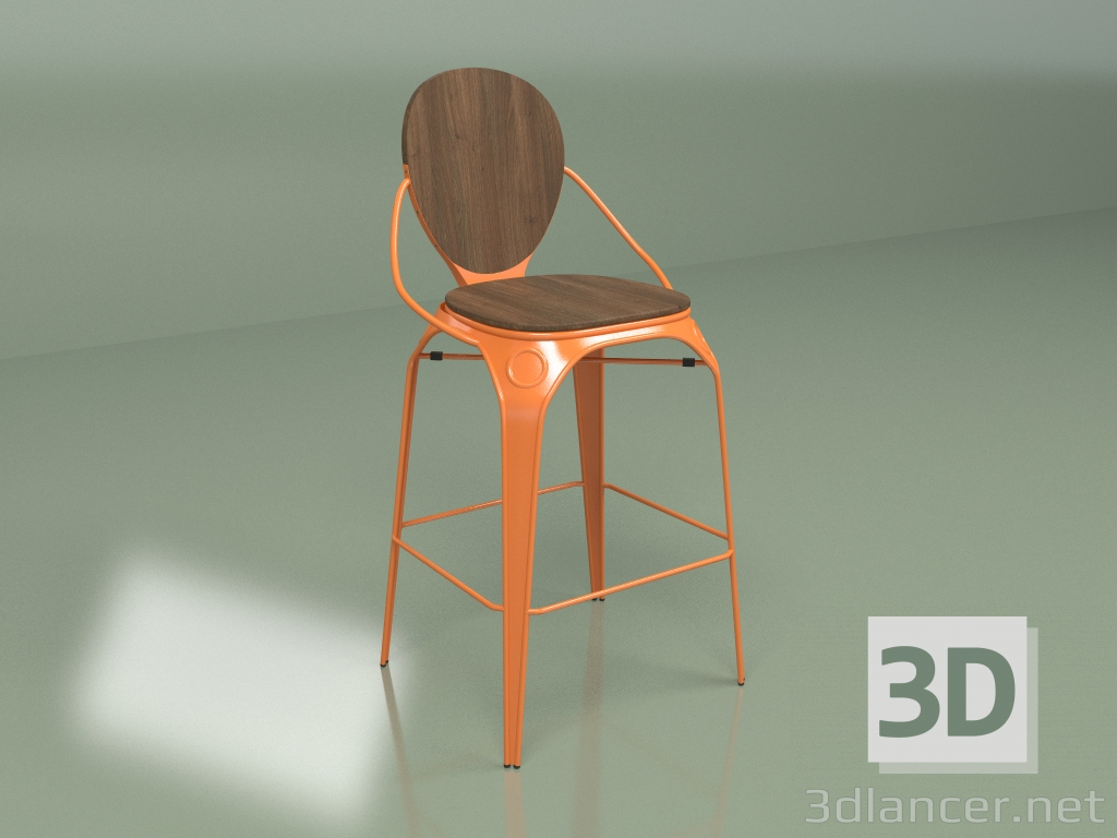 Modelo 3d Banco de bar Louix (laranja) - preview