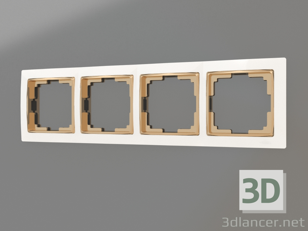 modello 3D Telaio per 4 montanti Snabb (bianco-oro) - anteprima