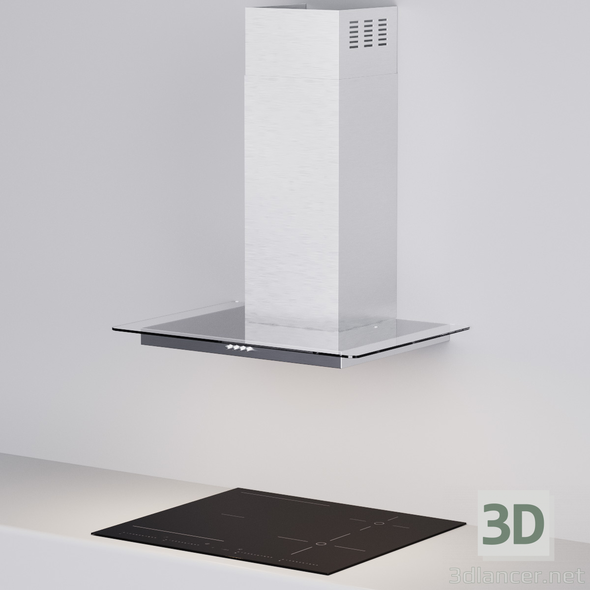 3d Hood Ikea VINDIG and hob Ikea UTRULIG model buy - render