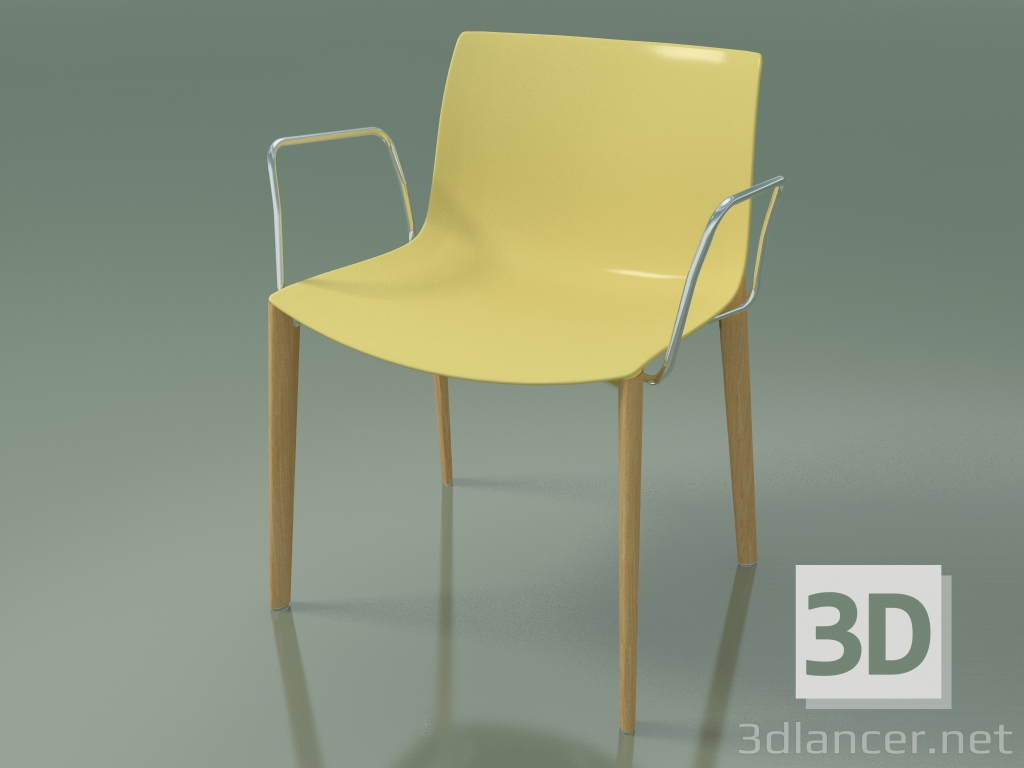 3d model Chair 2084 (4 wooden legs, with armrests, polypropylene PO00415, natural oak) - preview